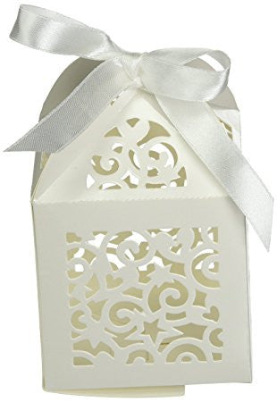 Favor Box with Pearl Ribbon Ties / Cajitas con Moño Brillante Cajitas para Armar David Tutera