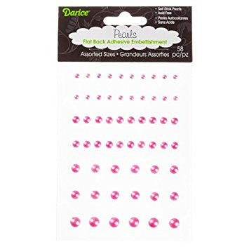 Flat Back Adhesive Pink Pearls / Medias Perlas Rosas Adhesivas Descontinuado Darice