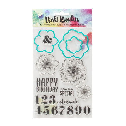 Floral Stamps &amp; Dies Set / Kit de Sellos y Suajes de Flores Descontinuado American Crafts