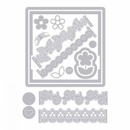 Framelits Die Card Front with Borders Drop-ins / Suaje de Tarjeta con Bordes Dados de Corte / Suajes / Troqueles Sizzix