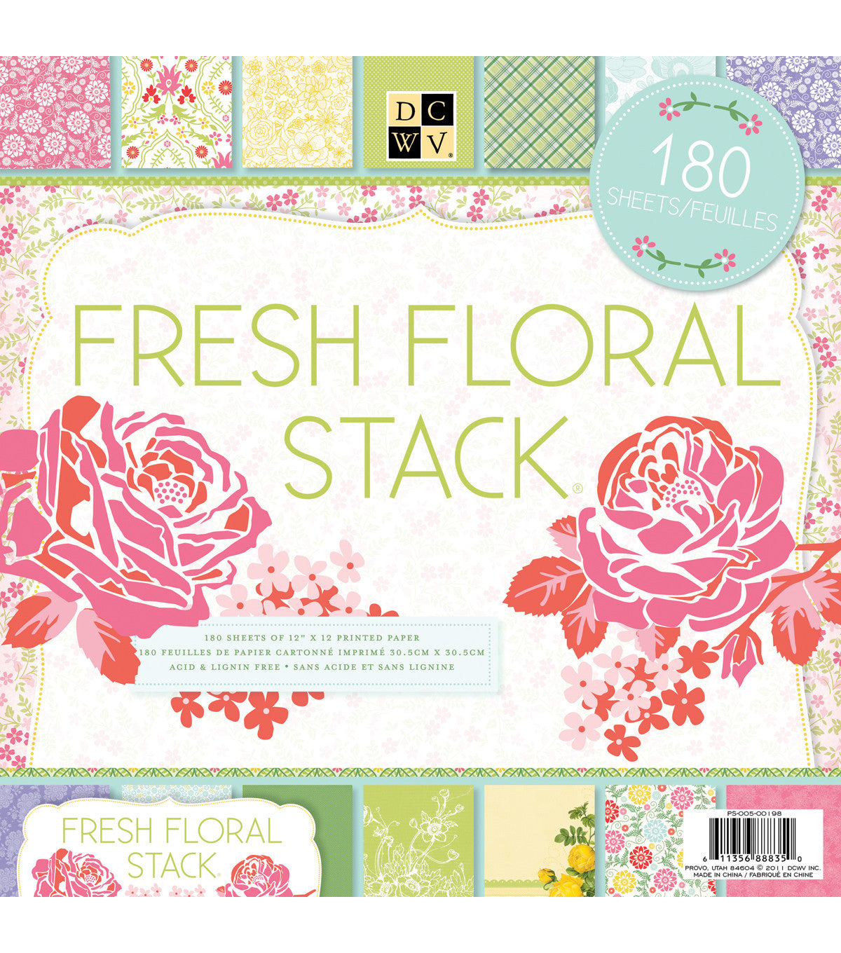Fresh Floral Paper Stack / Block de 180 Hojas de Papel con Motivos Florales Descontinuado DCWV