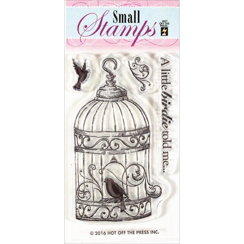 Bird in Cage Clear Stamps / Sellos de Polímero de Jaula de Pájaro Descontinuado Hot off the Press