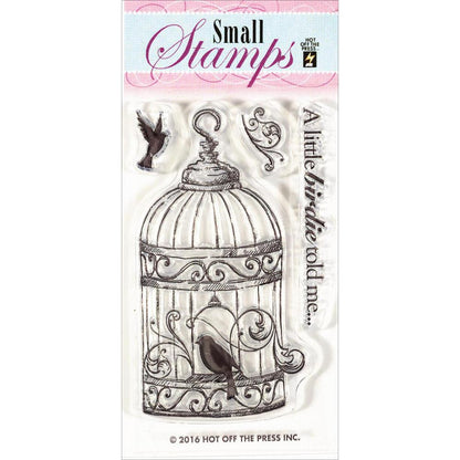 Bird in Cage Clear Stamps / Sellos de Polímero de Jaula de Pájaro Descontinuado Hot off the Press