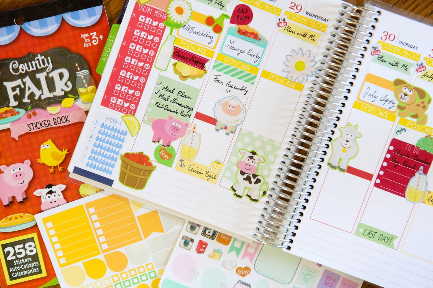 Sticker Book for Kids County Fair  / Libro con 258 Estampas Animales &amp; Alimentos Descontinuado Darice