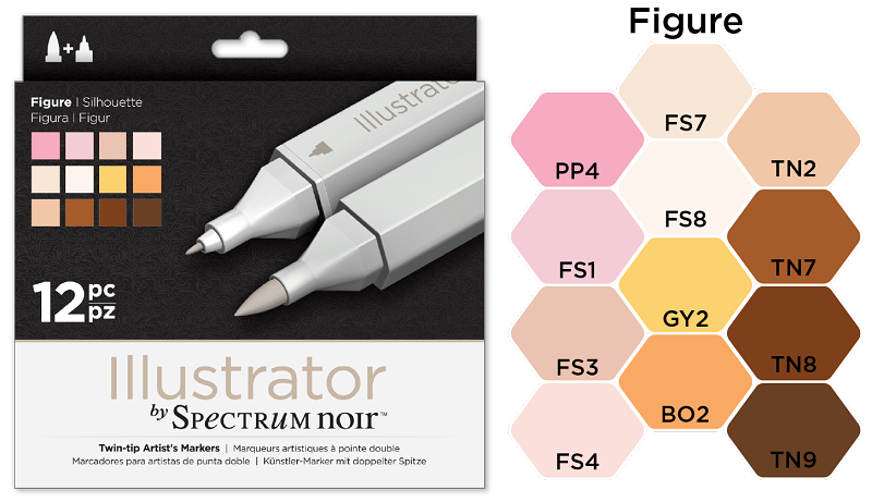 Illustrator by Spectrum Noir Figure Set / Set de 12 Marcadores Descontinuado Crafter&
