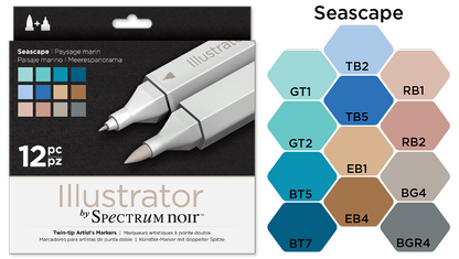 Illustrator by Spectrum Noir Seascape Set / Set de 12 Marcadores Paisaje Marino Descontinuado Crafter&
