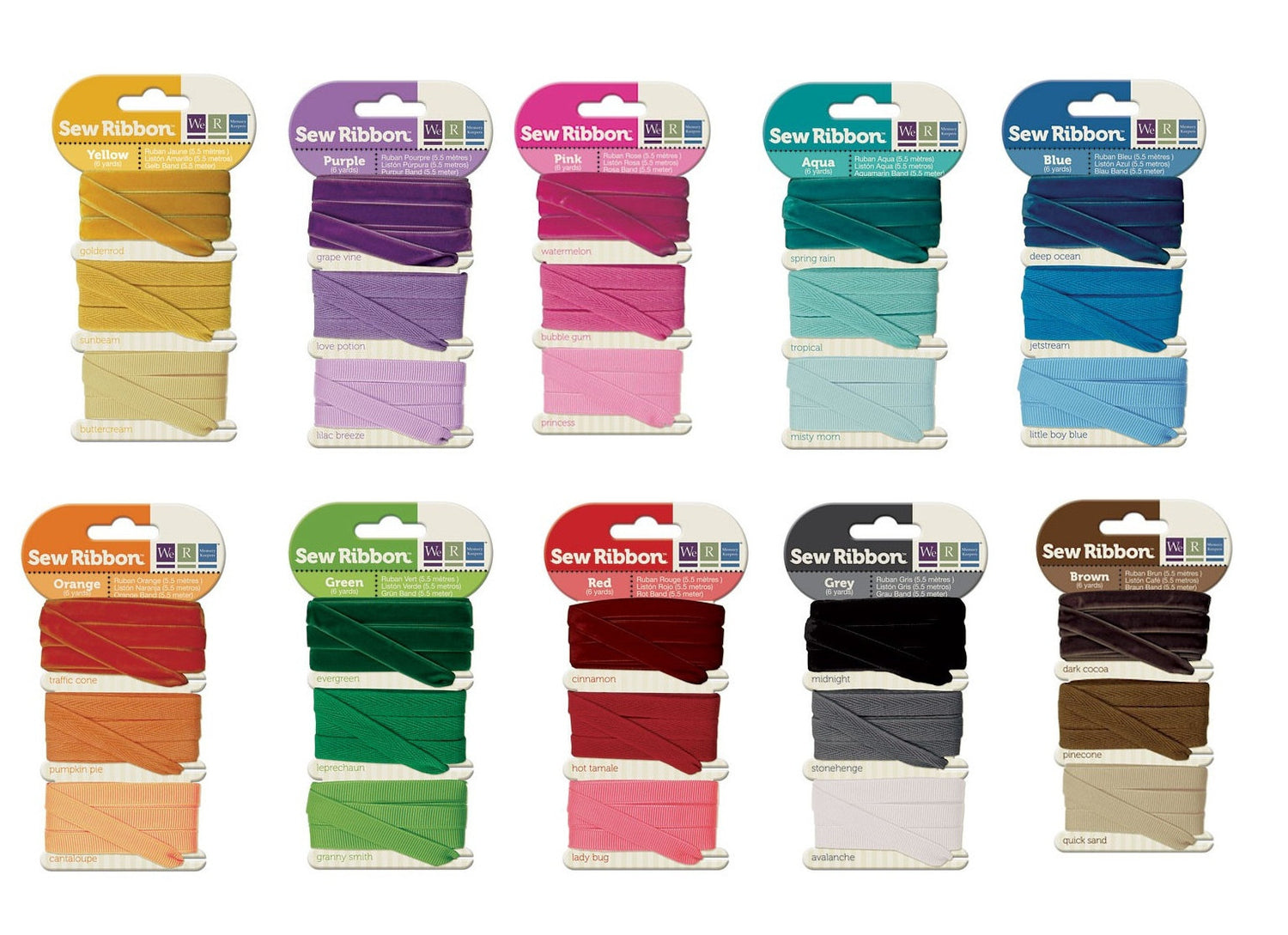 Paquete con 3 tipos de Listón de Colores / Sew Ribbon Descontinuado We R Memory Keepers