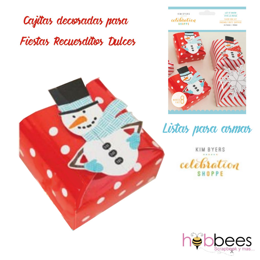 Favor Box Kit Let It Snow 24 pc / Set de Cajitas de Recuerdo Hombre de Nieve Descontinuado Darice