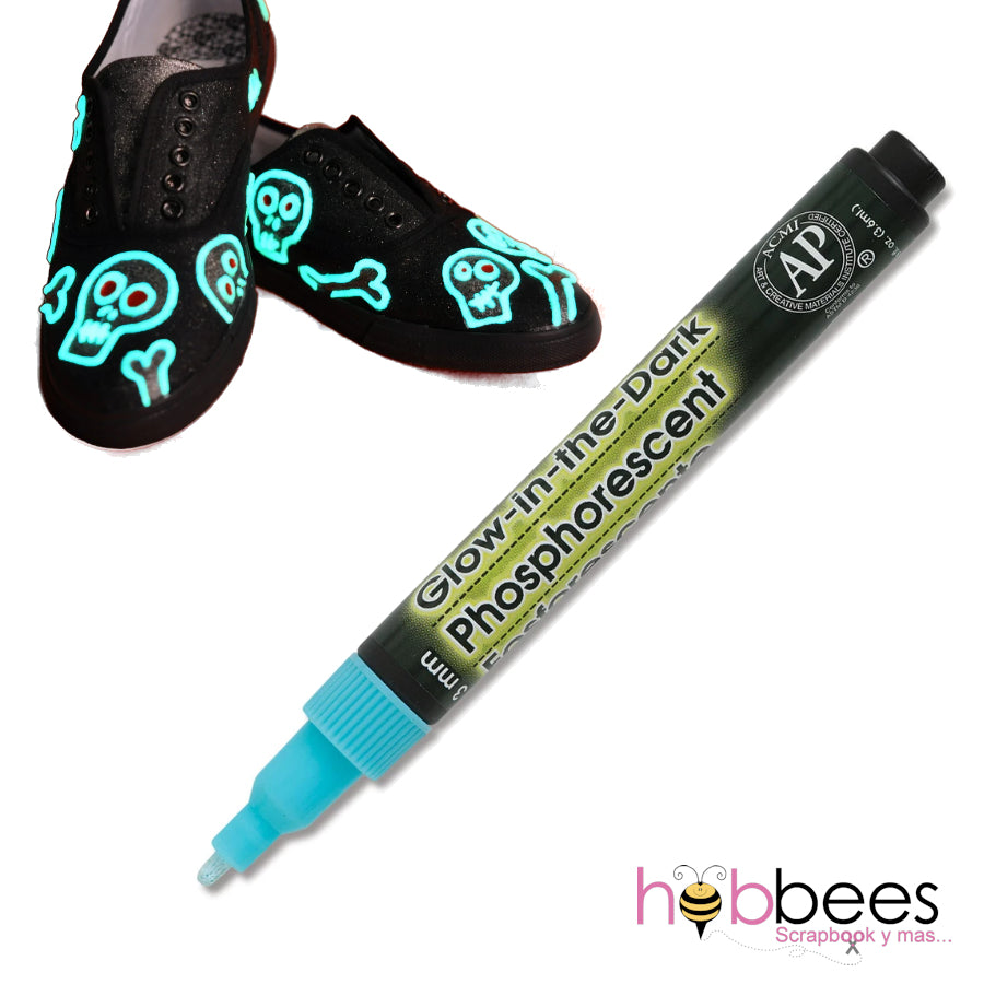 Glow In The Dark Fabric Marker Blue / Marcador Brilla en la Obscuridad Azul Descontinuado Marvy Uchida