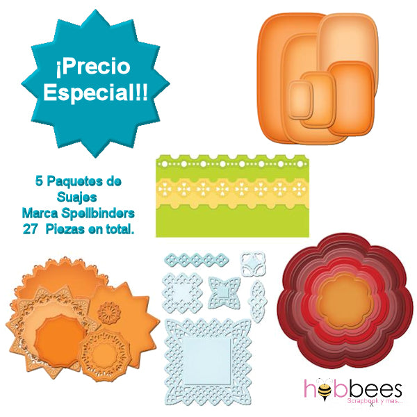 Kit Promocional de 5 Paquetes de Suajes Spellbinders a Precio Especial Descontinuado Spellbinders
