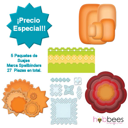 Kit Promocional de 5 Paquetes de Suajes Spellbinders a Precio Especial Descontinuado Spellbinders