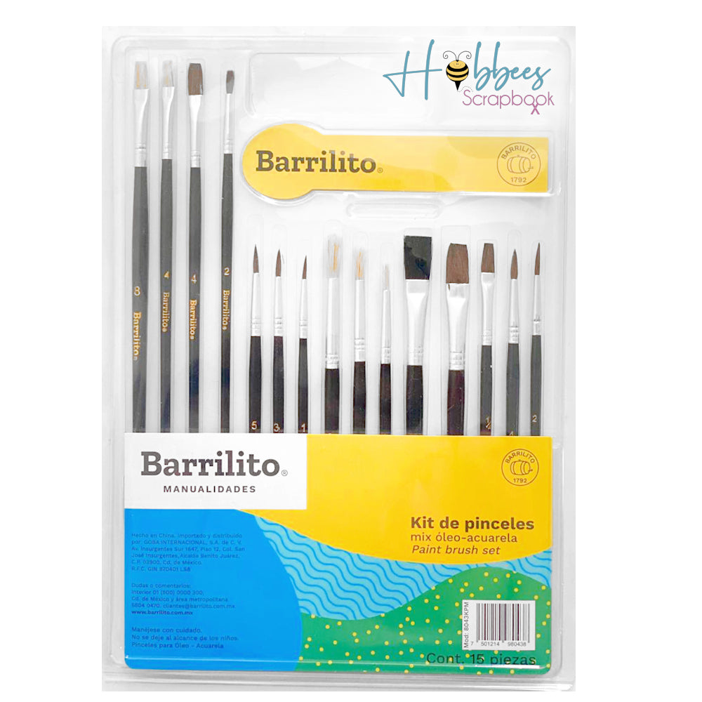 Set de 15 Pinceles Mixtos Descontinuado Barrilito