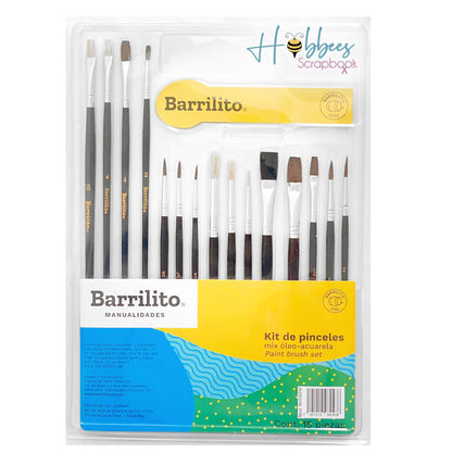 Set de 15 Pinceles Mixtos Descontinuado Barrilito