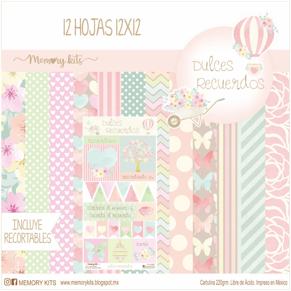 Kit de Papel Cartulina Dulces Recuerdos Papel Memory Kits