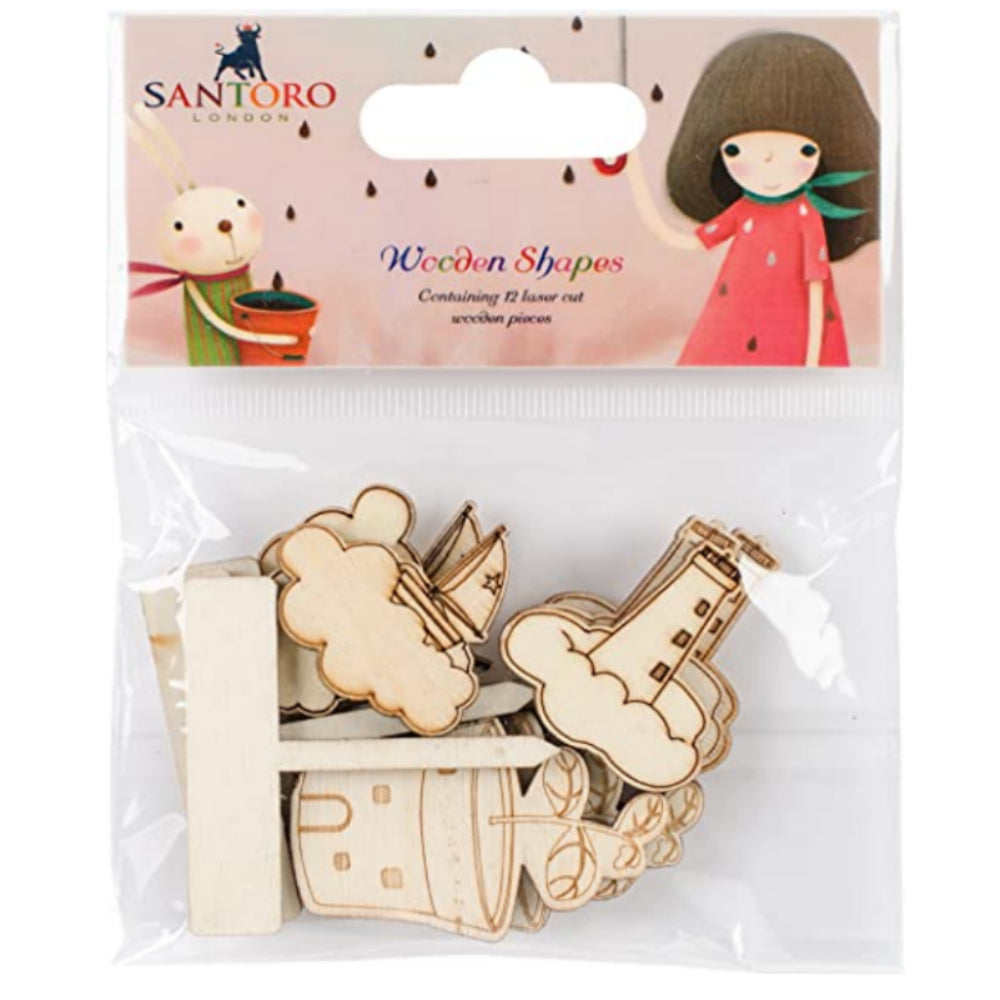 Kori Kumi II Wooden Shapes / 12 Figuritas de Madera Descontinuado Santoro