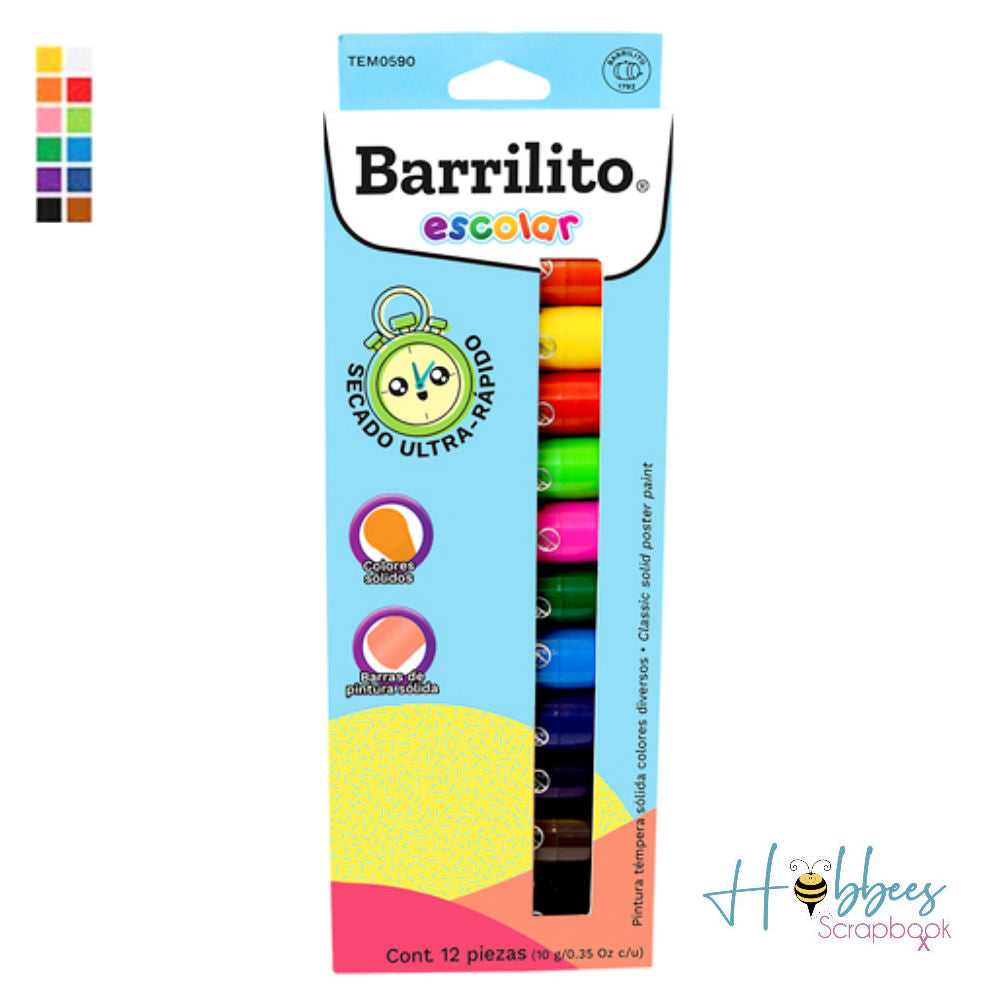 12 Barras de Pintura Témpera de Colores Descontinuado Barrilito