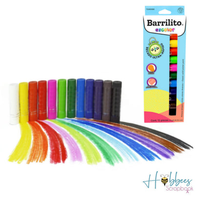 12 Barras de Pintura Témpera de Colores Descontinuado Barrilito