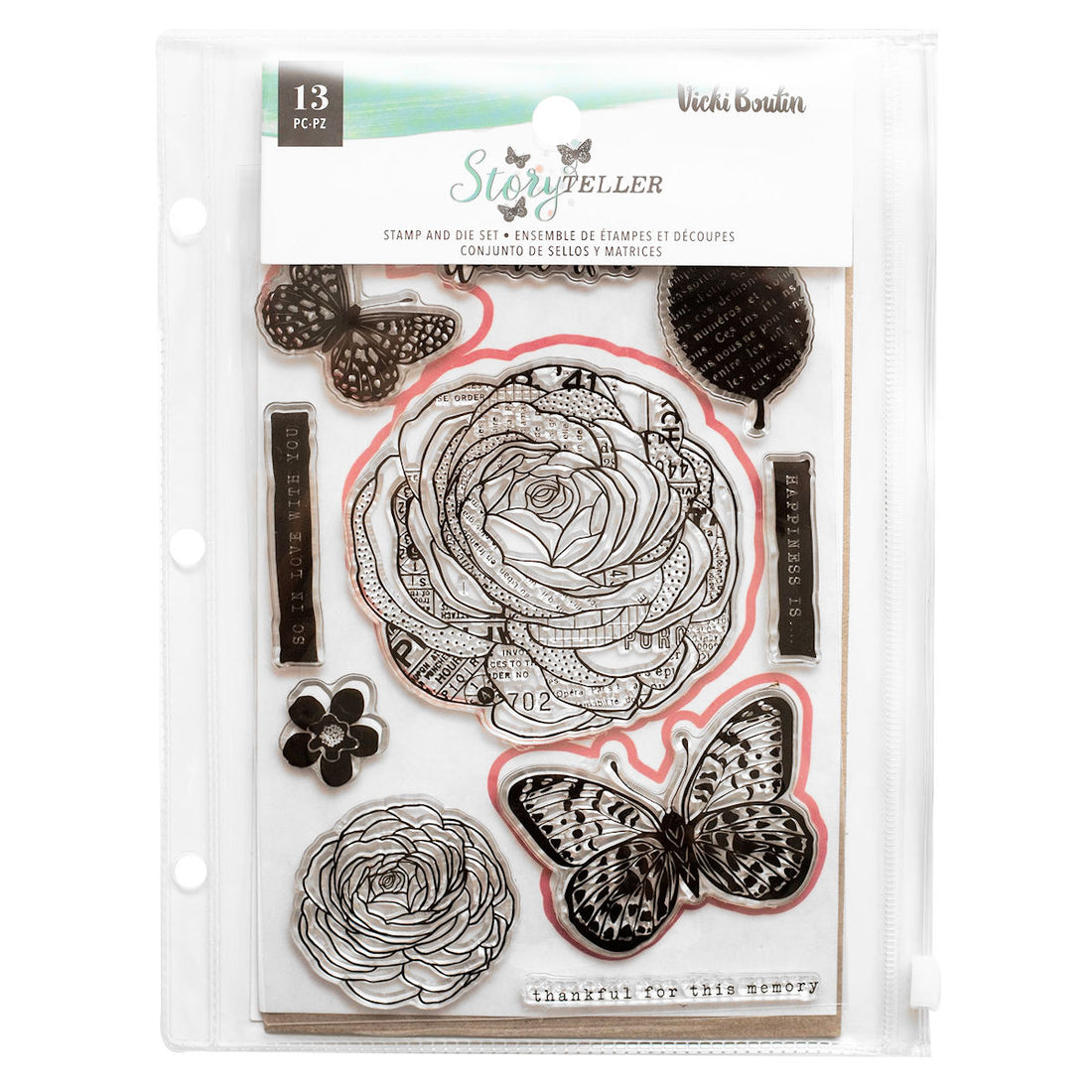 Wonderful Stamps & Dies Set / Kit de Sellos y Suajes Maravillosos Dados de Corte / Suajes / Troqueles Vicki Boutin