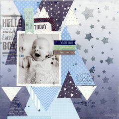 Baby Boy Kit Pebbles 12" x 12" Paper / Papel Doble Cara Niño Descontinuado American Crafts