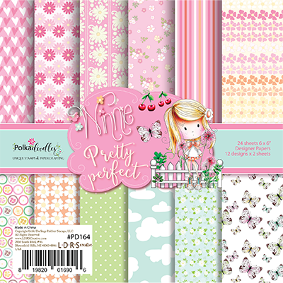 Polkadoodles Winnie Pretty Perfect Paper  / Block de Papel de flores y Corazones Descontinuado LDRS Creative