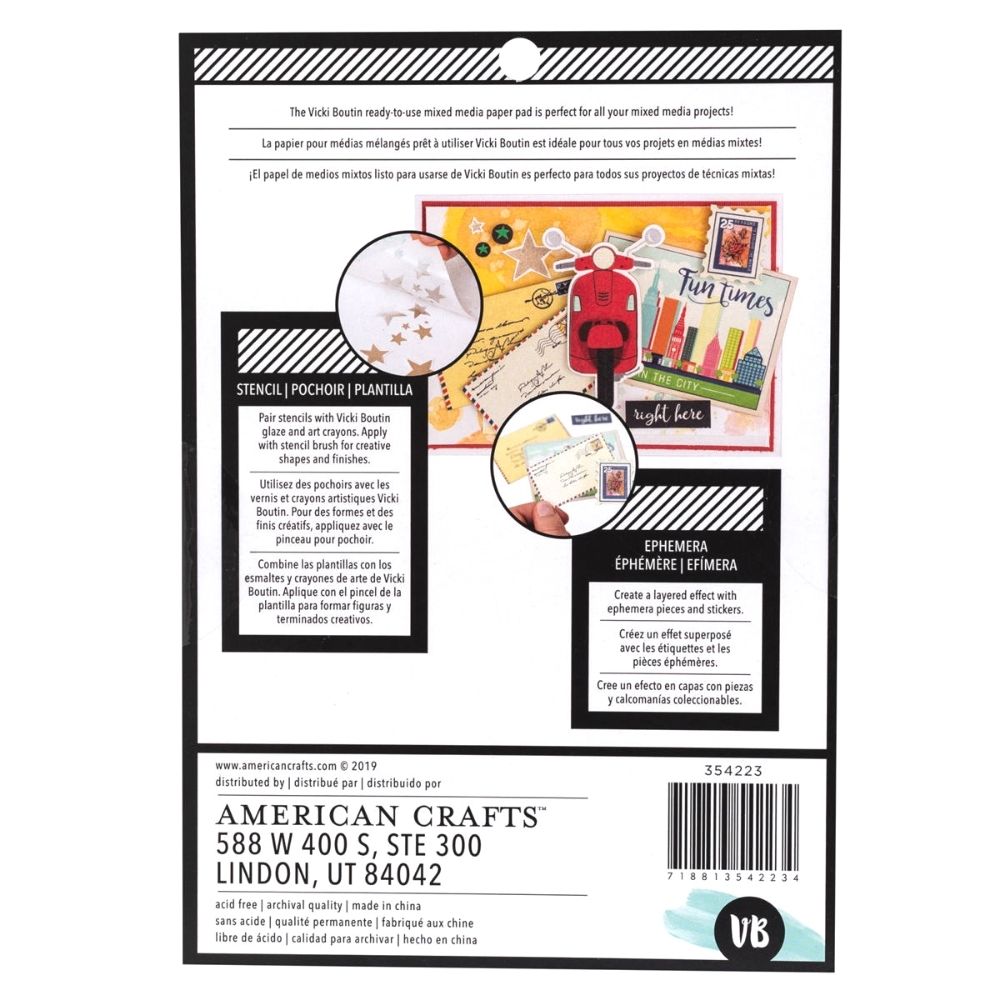 Mixed Media Backgrounds Paper / Block Papel Para Medios Mixtos 6 x 8&quot; Papel Vicki Boutin