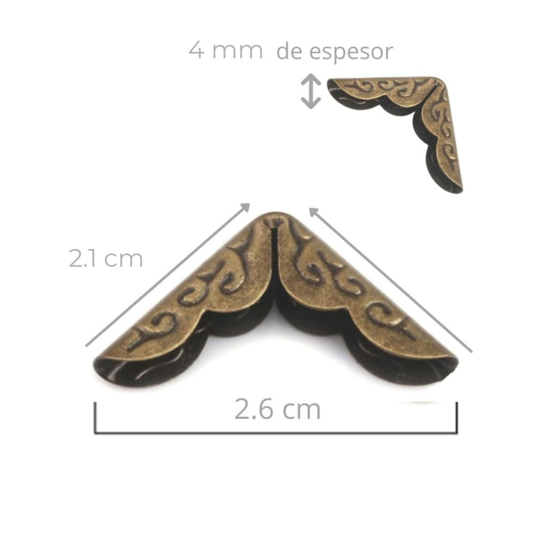 12 Protectores de Esquinas Bronce Antigüo Encuadernacion Hobbees