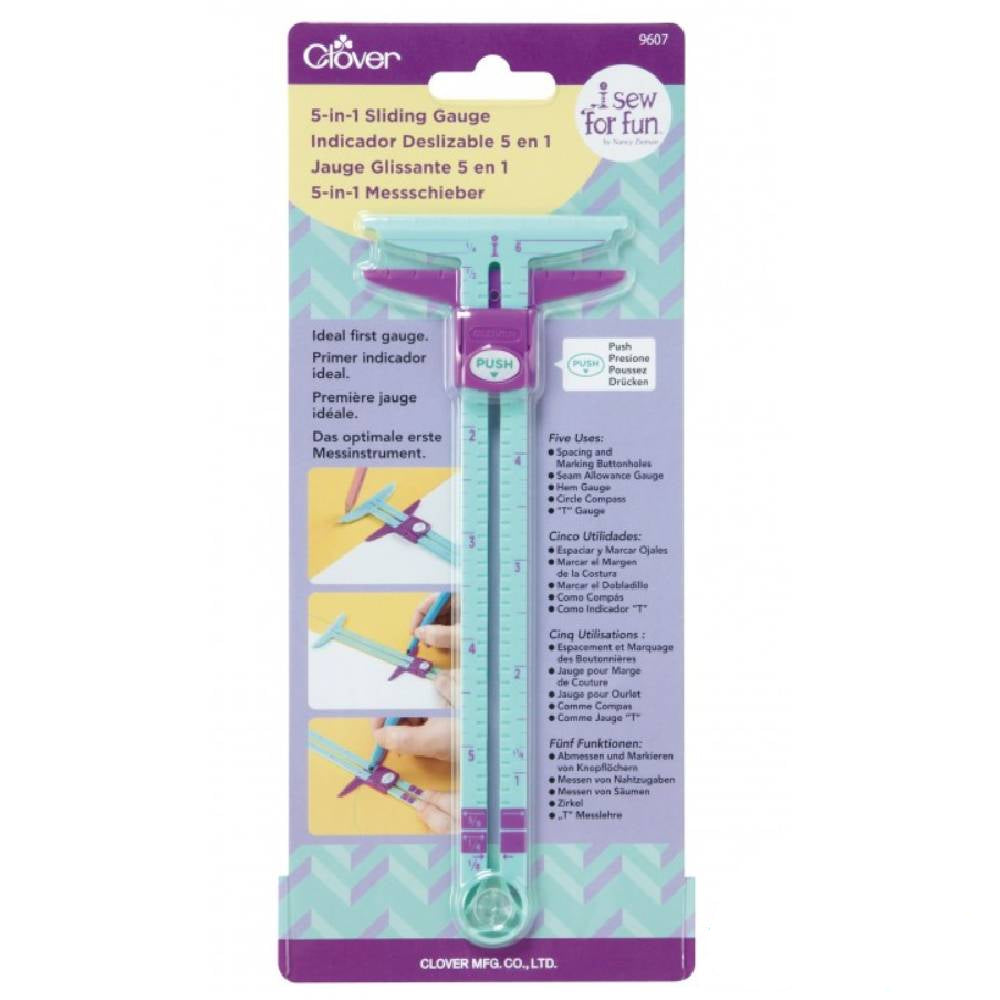 Sliding Gauge / Regla Deslizable 5 en 1 Costura Clover