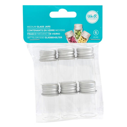 Medium Glass Jars / 6 Frascos de Vidrio Med. con Tapa Metálica Descontinuado We R Memory Keepers