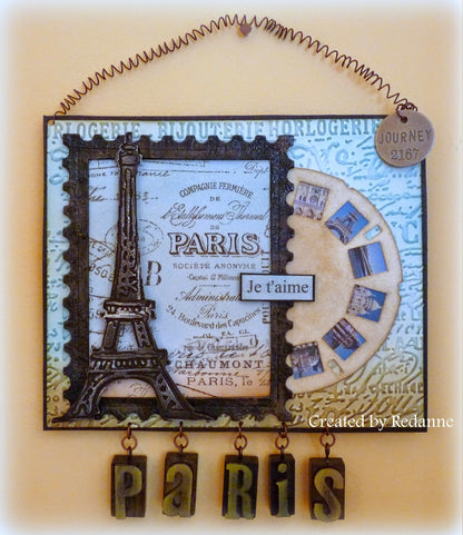 Tim Holtz Eiffel Tower &amp; French Script / 2 Folders de Grabado Torre Eiffel y Letras Descontinuado Tim Holtz