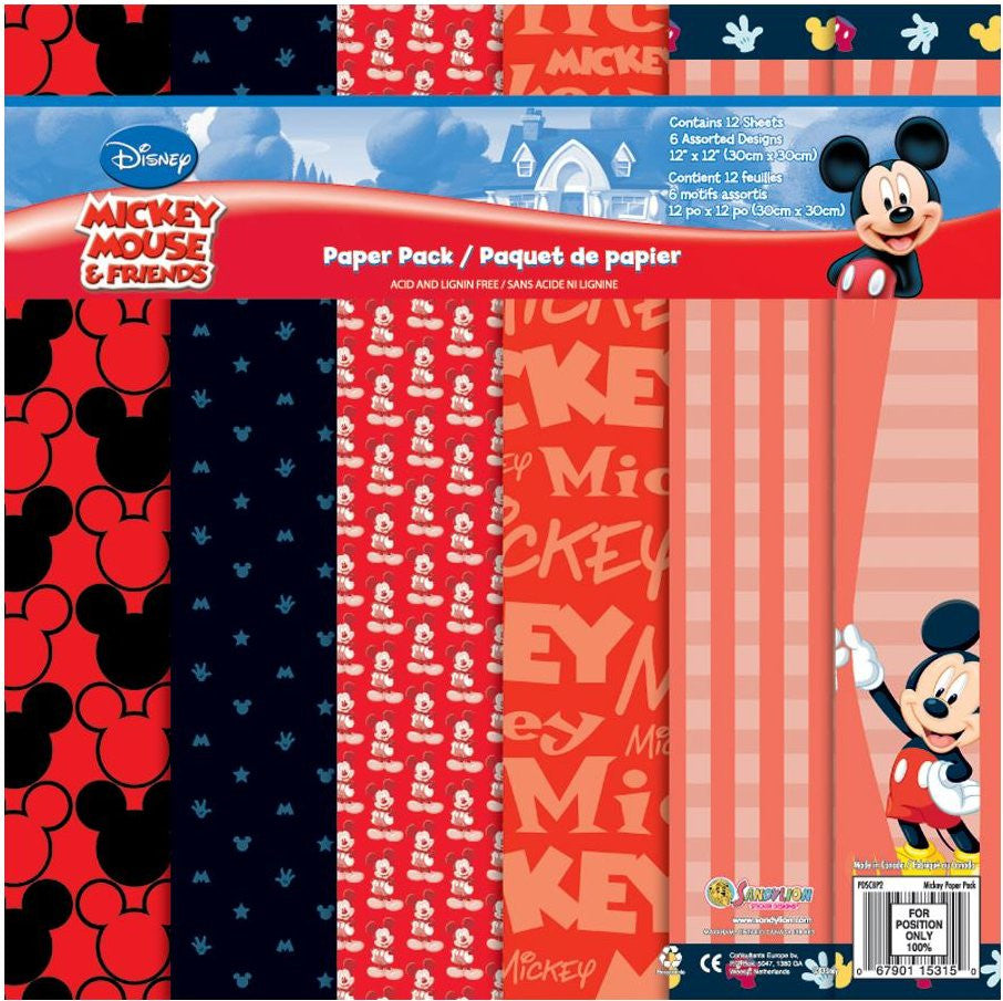 Mickey &amp; Friends Decorative Paper / Block de Papel Mickey Mouse &amp; Friends 12 Hojas Descontinuado Ek Success