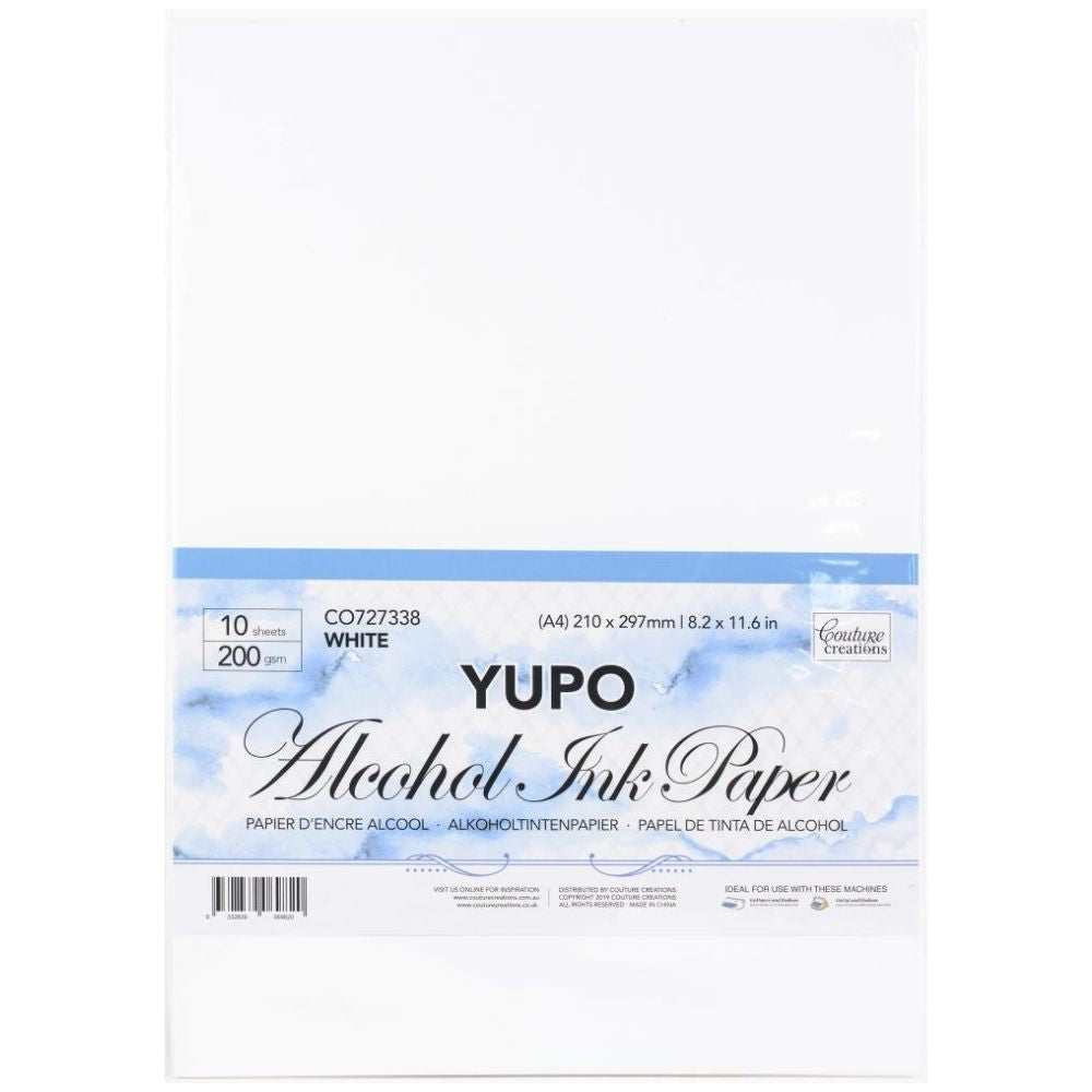 Alcohol Ink White Yupo Paper / 10 Hojas de Papel Yupo Blanco Descontinuado Couture Creations