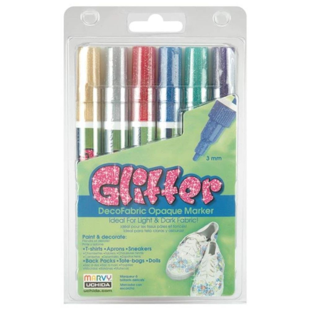 Glitter Fabric Markers 3mm / Marcadores con Brillitos para Tela Marcadores &amp; Plumones Marvy Uchida