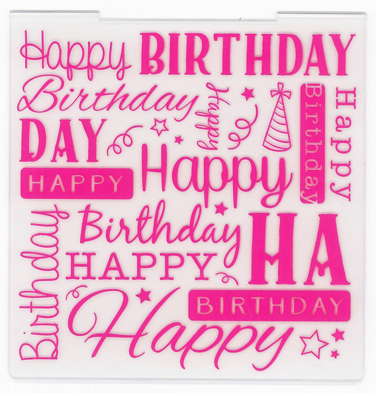 Birthday Greetings Embossing Folder / Folder de Grabado Felicitaciones de Cumpleaños Descontinuado Crafter&
