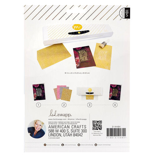 Minc Glitter Sheets Pink / 4 Hojas de Papel Metalizado Brillitos Rosa Acetato y Especializados Heidi Swapp