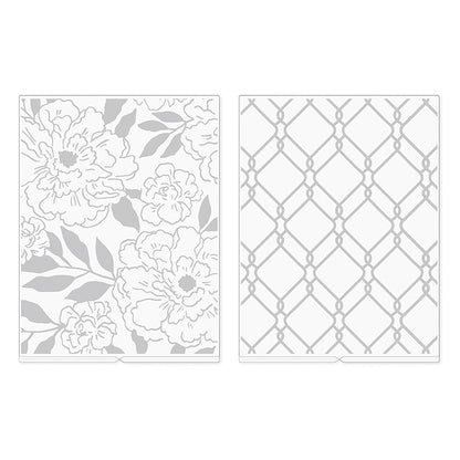 Maggie Holmes Embossing Folders / Folders de Grabado Flores y Enrejado Descontinuado We R Memory Keepers