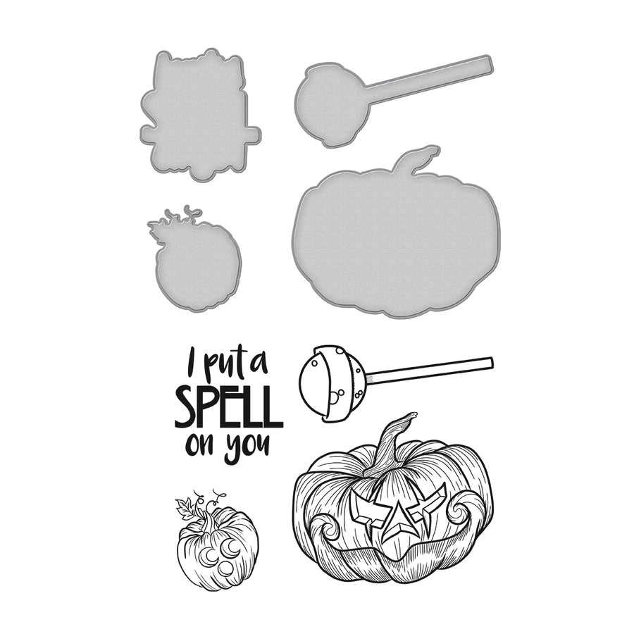 Spell On You Dies &amp; Stamps Set / Suajes de Corte y Sellos de Hechizo Descontinuado Spellbinders