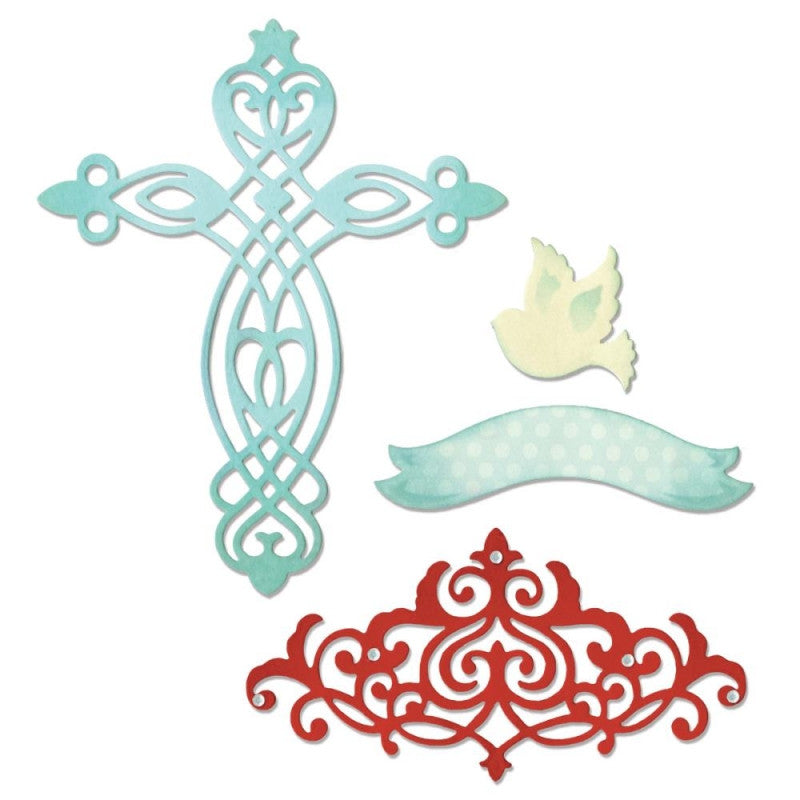 Suaje de Corte de Cruz y Paloma / Thinlits Cross Dove Banner Border Die Descontinuado Sizzix