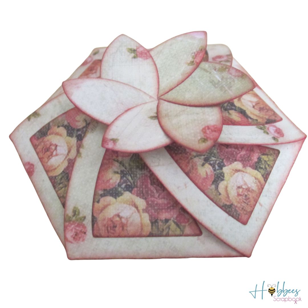 Hexagon Pinwheel Top Box / Cajita Hexagonal Rosa Dados de Corte / Suajes / Troqueles Spellbinders