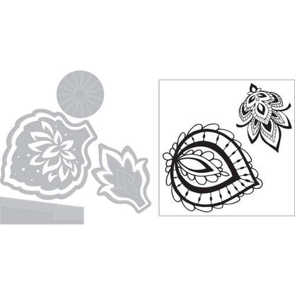 Framelits Die &amp; Stamp Set Rosette Flower / Suaje y Sello de Flor de Roseta Descontinuado Sizzix
