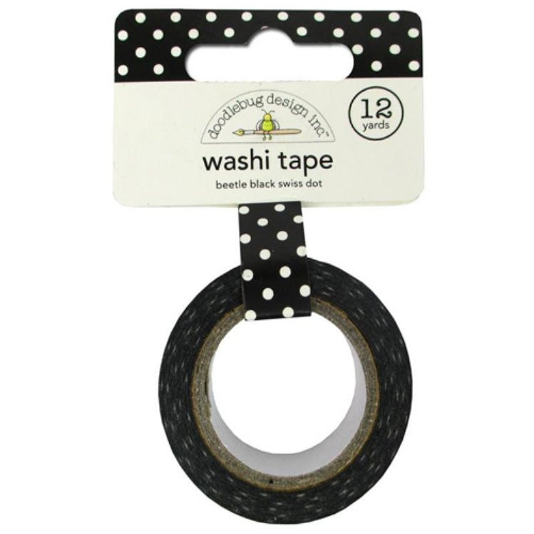 Washi Tape Beetle Black Swiss Dot / Cinta Adhesiva Polka Negro Descontinuado Doodlebug