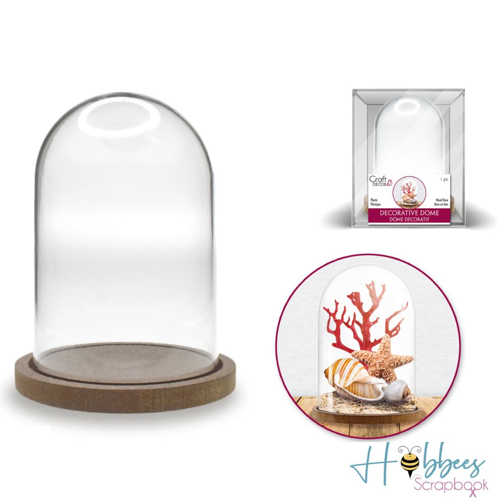 DIY Clear Plastic Dome With Wood Base / Cúpula de Plástico con Base de Madera Adornos / Embellishments Multicraft Imports