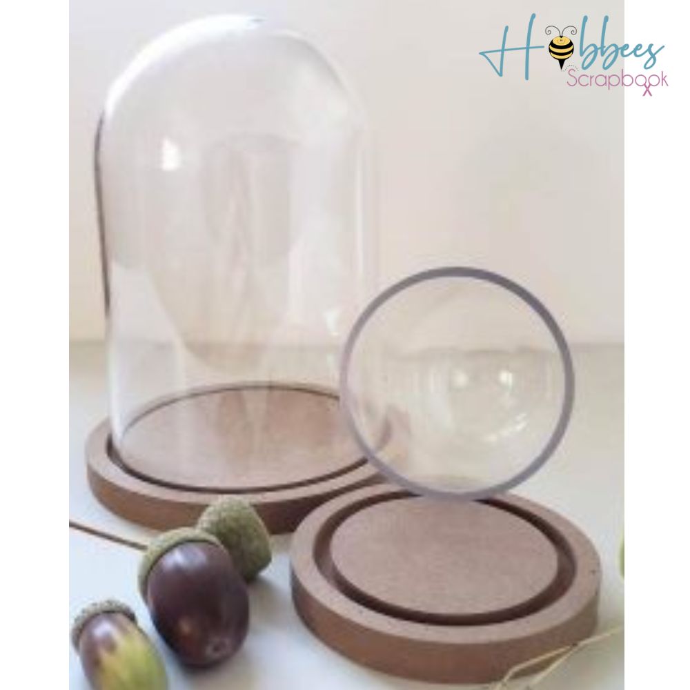 DIY Clear Plastic Dome With Wood Base / Cúpula de Plástico con Base de Madera Adornos / Embellishments Multicraft Imports