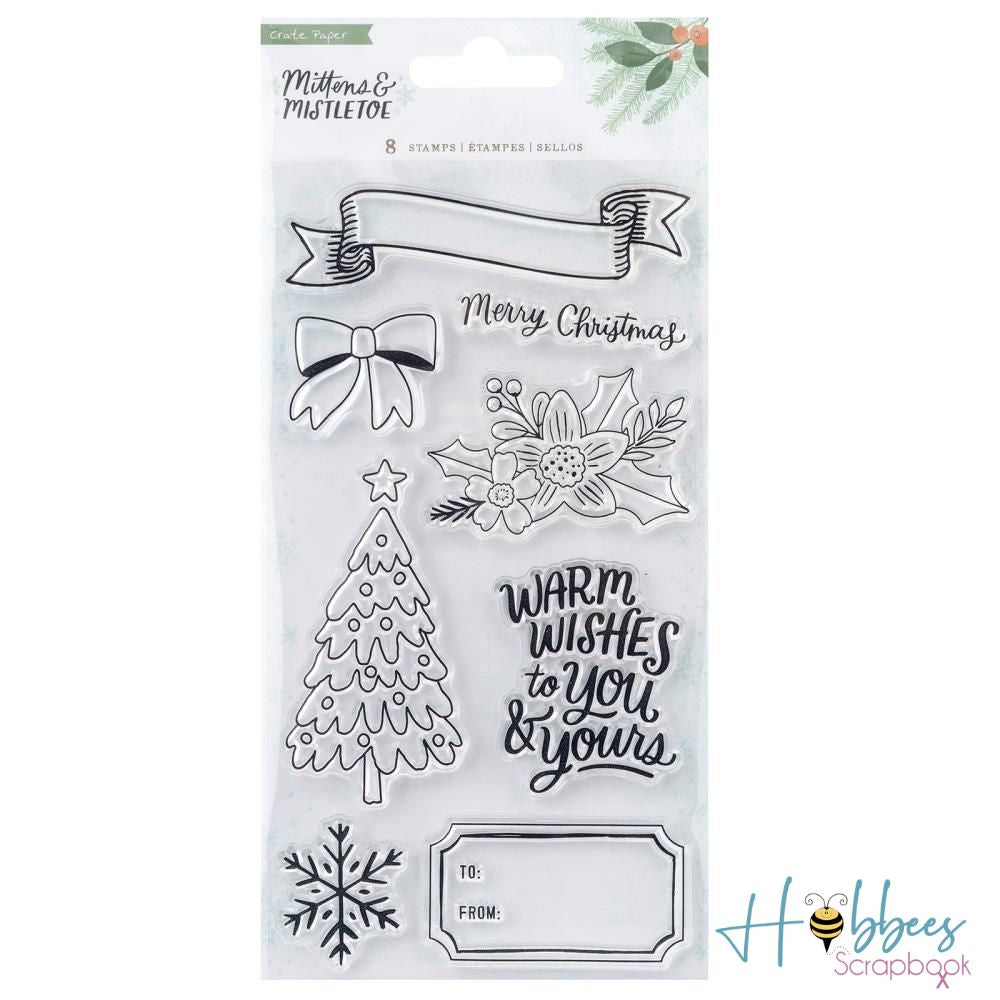 Mittens & Mistletoe Acrylic Clear Stamps / Sellos de Acrílico Manoplas y Muérdago Sellos Crate Paper