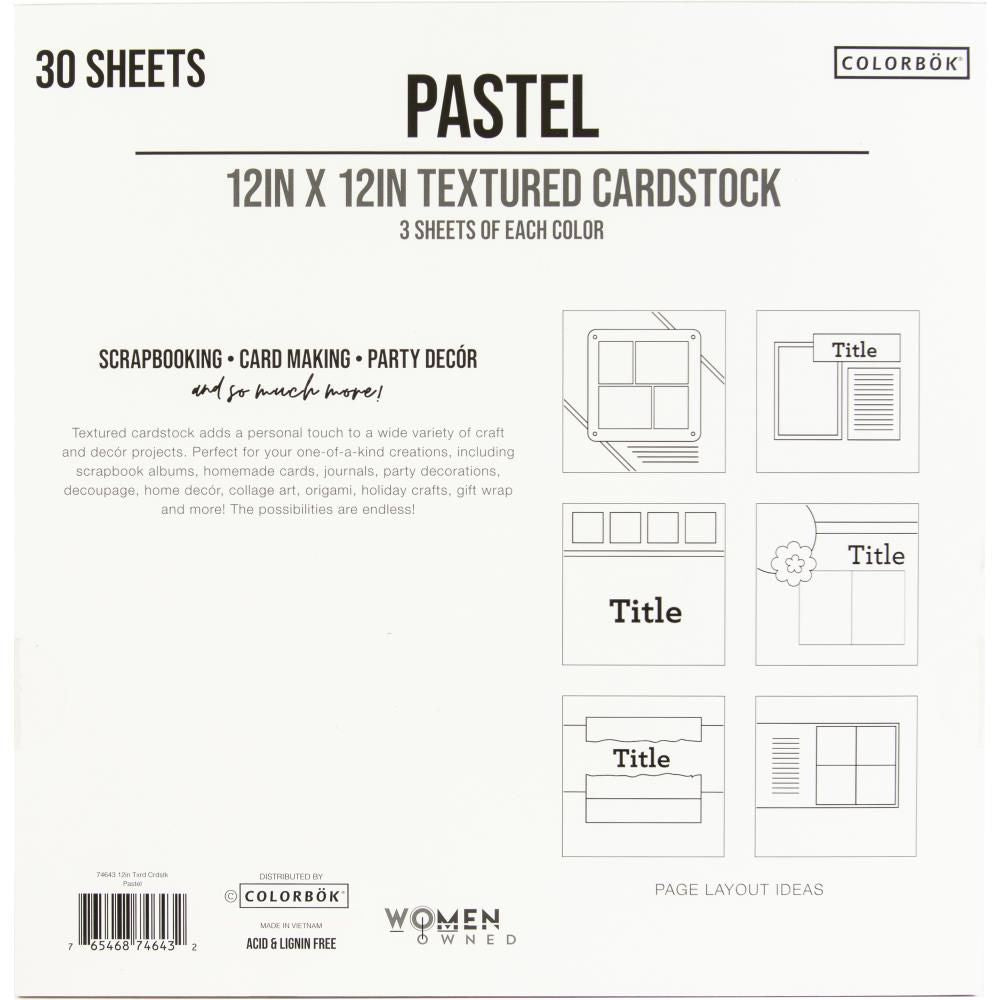 Textured Cardstock Pad Pastel / Cartulina Texturizada Colores Pastel Descontinuado Colorbok