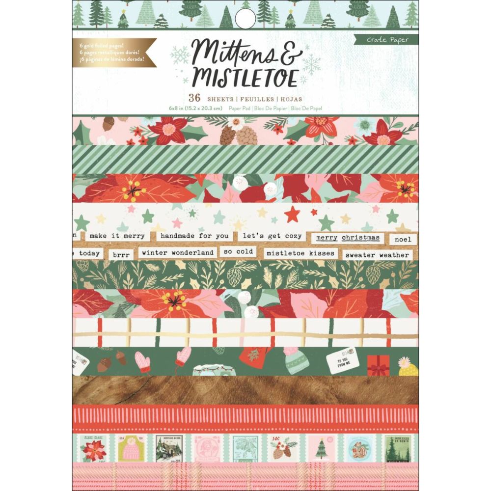 Mittens & Mistletoe 6 x 8 Paper Pad / Bloc de Papel Muérdago Papel Crate Paper