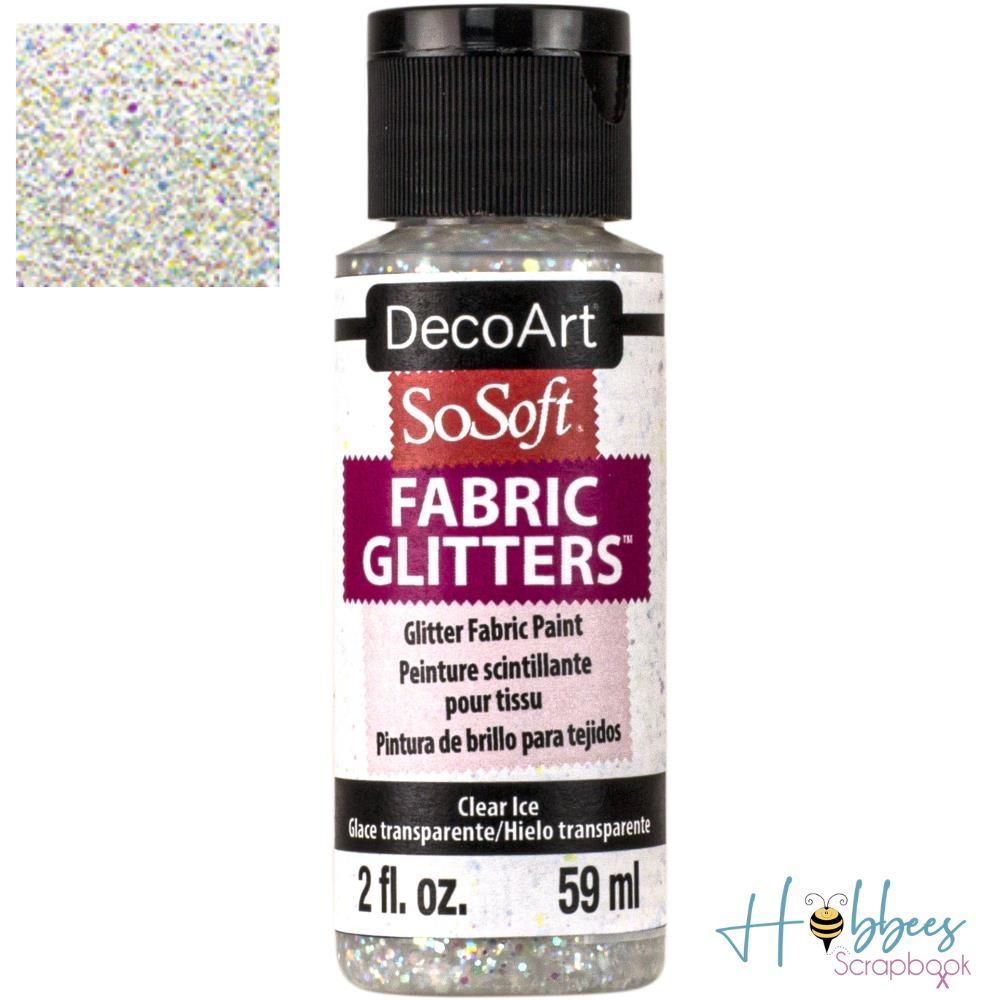 SoSoft Fabric Glitters Paint Clear Ice / Pintura para Tela con Diamantina Blanca