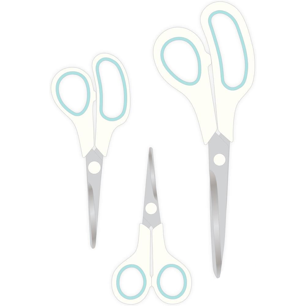Craft Scissors / 3 Tijeras para Manualidades Blanco con Azúl Tijeras / Cutters We R Memory Keepers
