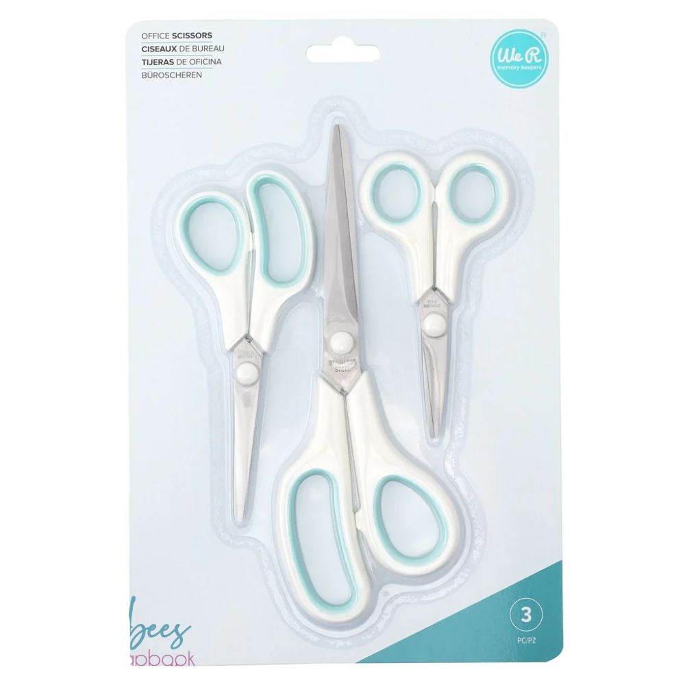 Craft Scissors / 3 Tijeras para Manualidades Blanco con Azúl Tijeras / Cutters We R Memory Keepers