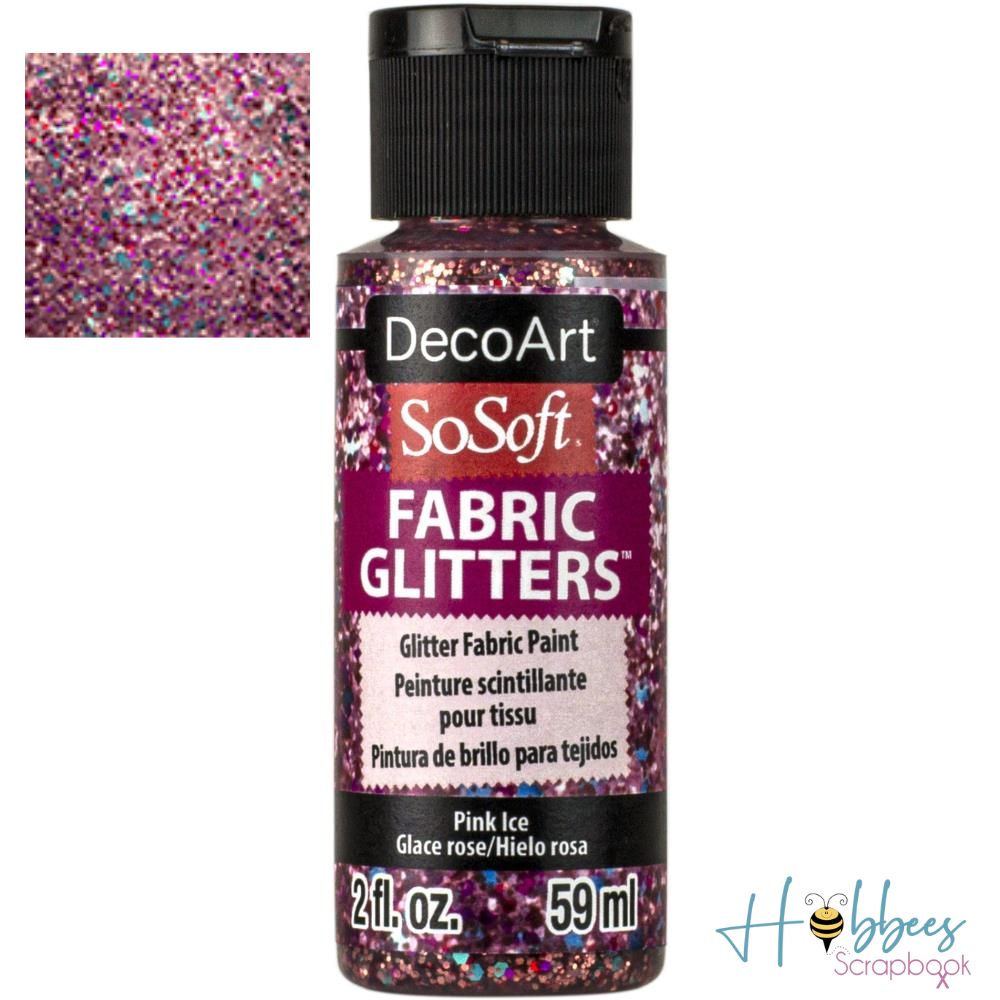 SoSoft Fabric Glitters Paint Pink Ice / Pintura para Tela con Diamantina Rosa