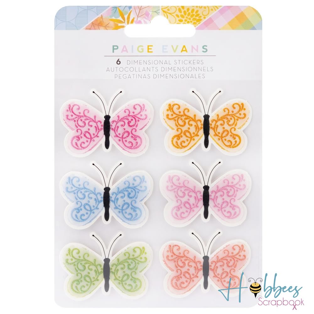 Paige Evans Garden Shoppe Dimensional Sticker / Estampas De Mariposas Dimensionales Estampas American Crafts